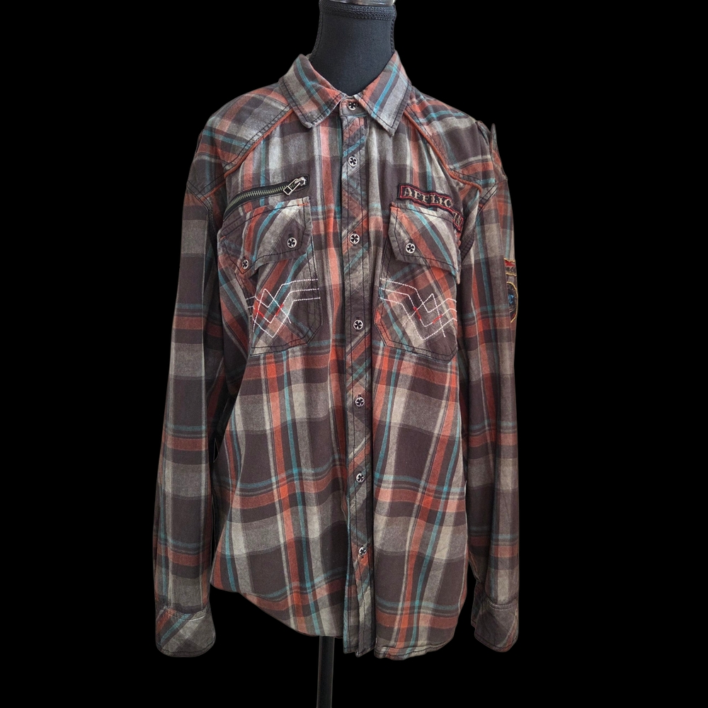 Affliction Black Premuim 73 Multicolor Plaid Shirt Size 2XL
